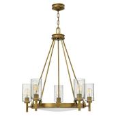 lampa vilagitas fuggesztett kerek szegecselt rez patinazott acel klasszikus design idotlen 5 izzos .jpg